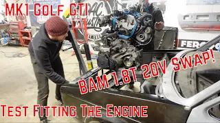 Test fitting The 1.8t 20V Engine - 1983 Mk1 Golf GTI Campaign Restoration Rebuild