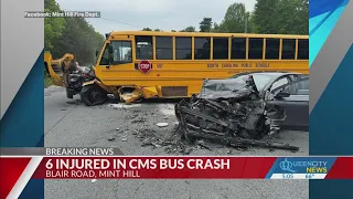 6 injured in crash involving school bus in Mint Hill