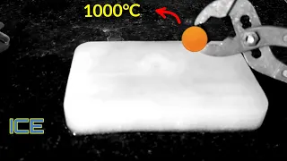 Experiment: glowing 1000 degree metal ball vs ice?🤔