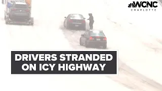 Winter storm: Drivers get stuck on icy I-277 in Charlotte, NC