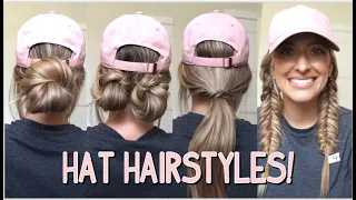 4 EASY HAIRSTYLES TO WEAR WITH HATS! MEDIUM & LONG HAIRSTYLES!