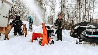 Spring SNOW STORM at our Off Grid Cabin in Alaska❄️& I'm ALONE! | 3FT of Snow & it's Still Snowing!