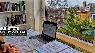 5 HOUR STUDY WITH ME  | Background noise, Bird Chirping,10-min break, No Music, Study with Merve