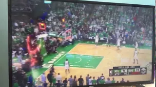 Kris Middleton hits 3 pointer to force or against the celtics