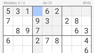 Sudoku daily challenge 23 April 2024 | Sudoku puzzle game | Can you solve it?