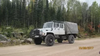 Газ 3308 #78 14,09,17 поехали на рыбалку, тащим Уаз с брода.