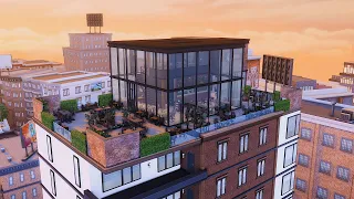 MINIMALISTIC INDUSTRIAL ROOFTOP RESTAURANT 🏙️🍽️ | The Sims 4 | Speed Build | No CC | simliina