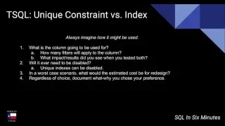 TSQL: Unique Constraint vs. Unique Index