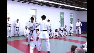 Kumite distance training by Naka sensei.中達也先生指導による、２人1組での組手間合い練習。