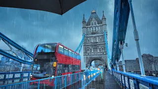 A Rainy City of London Dawn Walk from Holborn Station to Tower Bridge | 4K