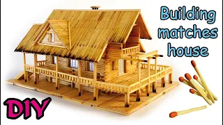 Matchstick art craft an amazing miniature house DIY  أشغال يدوية تصميم منزل بخشيبات الكبريت