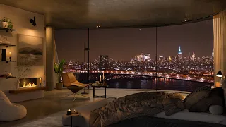 Elegant Jazz Evening in NYC Luxury Bedroom | 4k Relaxing Music | Night Chill 🎷🏙️