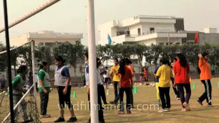 Girls football training session in India