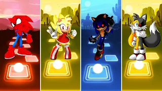 Spider Man Sonic 🆚 Super Amy Rose 🆚 Sonic exe 🆚 Tails exe Sonic | Sonic EDM Rush Tiles Hop