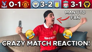 MAN UTD FAN GOES CRAZY REACTING TO MAN CITY WINNING THE PREMIER LEAGUE VS ASTON VILLA MATCH REACTION