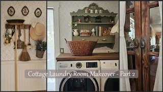 Laundry Room Makeover Part 2 | Cottage Transformation | DIY Countertop | Thrifted and Vintage Decor