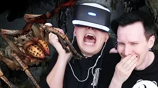 Dan (scared of spiders) explores a cave (literally full of spiders) - Skyrim VR!