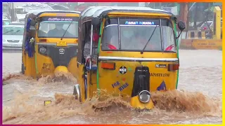 Auto Videos : Passengers Travel in Flood Water an Auto Rickshaw Video | Tuk Tuk Racing