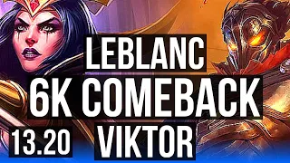 LEBLANC vs VIKTOR (MID) | Comeback, 67% winrate, 16/5/9, Dominating | KR Master | 13.20