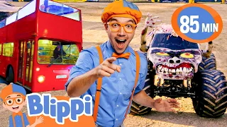 DOUBLE DECKER BUS, Monster Trucks, and More Fun Vehicles!| Blippi Learns |Educational Videos For Kds