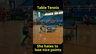 She hates to lose nice points - table tennis
