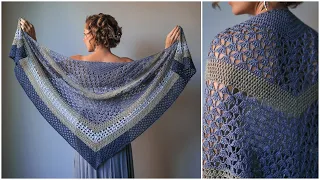 How to Crochet a Triangle Shawl! + Learn Popcorn Stitch! Wilona Pattern