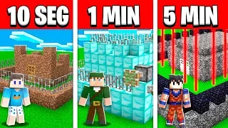 NOOB VS PRO: CONSTRUIR BASE 100% SEGURA EM 5 MINUTOS / 1 MINUTOS / 10 SEGUNDOS NO MINECRAFT!!