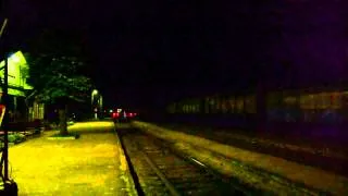 LDZ Jelgava bound freight train passing Tukums 2 station at night.