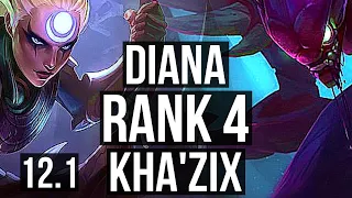 DIANA vs KHA'ZIX (JNG) | Rank 2 Diana, Rank 4, 10/2/2, Godlike | EUW Challenger | 12.1