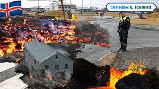 Дома разрушены после того, как лава потекла в Гриндавик | Обновить Извержение исландского вулкана
