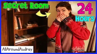 24 Hours In A Secret Hidden Room Behind A Bookshelf Door! / AllAroundAudrey