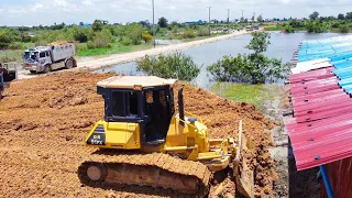 Wonderful Showing The new Project Starting 1day complet100% processing Dump Truck & Dozer push soil