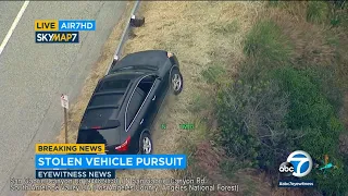 POLICE CHASE: Suspect drives off road, gets stuck on Angeles National Forest hillside | ABC7