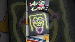 Drawing SpongeBob GLOW EFFECT with posca markers #shorts #art #foryou #fyp #satisfying  #drawing