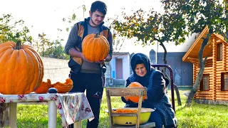 We Cooked Pumpkin Pilaf in Village! Azerbaijan Cooking