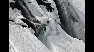 Snowboarder Falls into Tuckerman Ravine Waterfall Hole