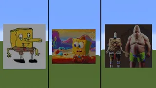 Minecraft: Which SPONGEBOB & GARY art looked the best? 🤔 #Shorts