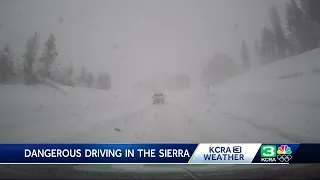 California Snowstorm Impacts | Dangerous driving conditions in the Sierra, totals so far and a fu...