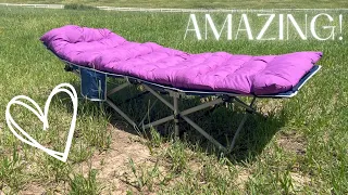 COLMERD Camping Cot with Comfortable Mattress Cots for Sleeping with Pad Heavy Duty Camping Bed