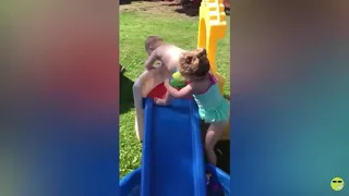 Коллекция непослушных детей лицевой панели в воду Cutest Babies Explore Backyard - Funny Fail Videos