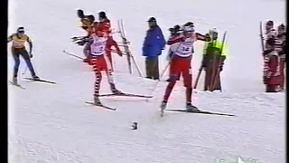 2003/04 fondo 15 km tl mass start donne Dobbiaco - Kristina Smigun, Shevchenko, Kuenzel