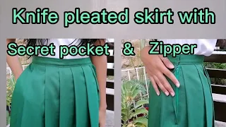 How To Sew A Knife Pleated Skirt + with Secret Pocket & Zipper