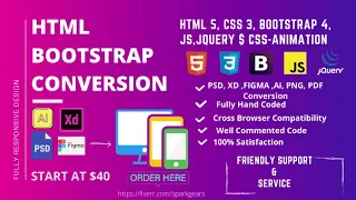 I will convert your psd, sketch, xd or figma to html with bootstrap