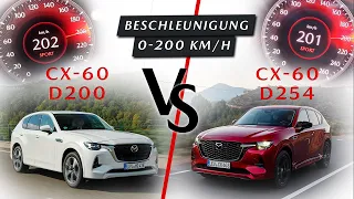 Mazda CX-60 Diesel 3.3l 254 PS vs. 200 PS 6-Zylinder | 0-200 km/h Beschleunigung