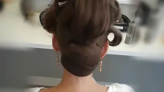 Long thick hair into Wave bun - Step by Step / tutorial