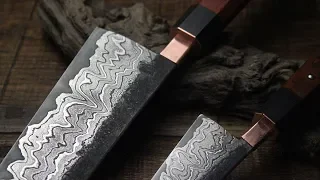 Creating a Chefs Dream Japanese Knife set from San Mai Damascus steel