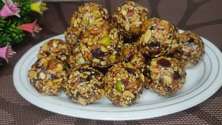 No Sugar No Jaggery Healthy Dry Fruits Ladoo Recipe|Natural Energy Booster Ladoo for Back pain