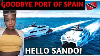 African girl Trying Water Taxi for the First Time Port of Spain to San Fernando in Trinidad &Tobago