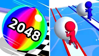 Snow Race Vs Ball Run 2048 ✨🎊All Big Update Max Levels Walkthrough Android iOS Mobile Gameplay DS43