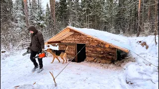 Snow camping! We visited a log cabin | Living in a tent with a wood stove | Building a cozy dugout